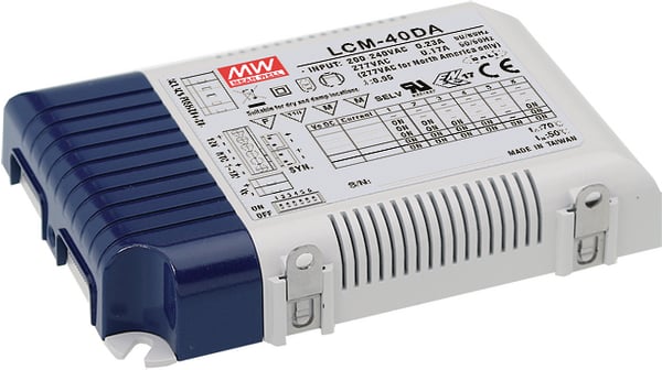 Kraftfull LED driver 350, 500, 700eller 1050mA/ pusch,Dali, 0-10V