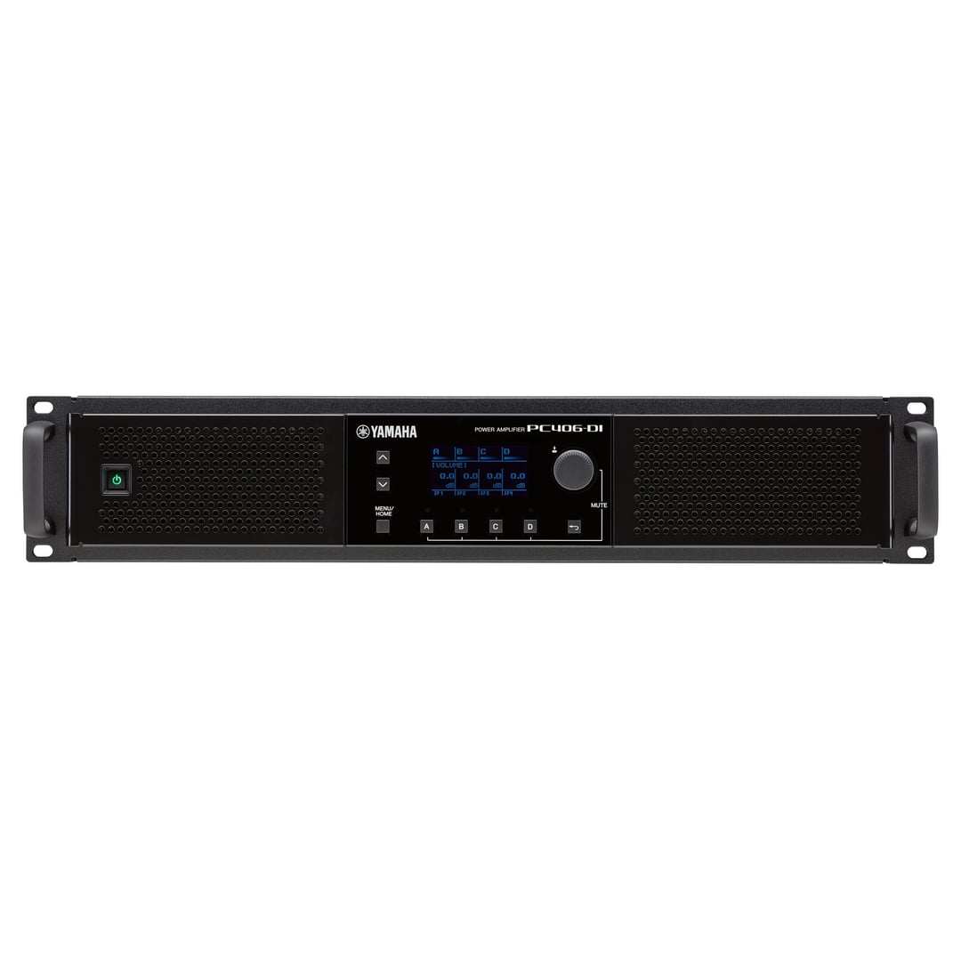 Slutsteg med inbyggd DSP, 4x900W (4Ohm)/4x600W (100v), Dante, 2HE/19"
