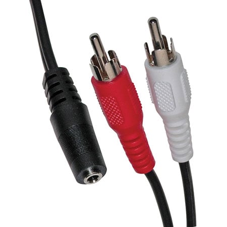 Adapterkabel, 3.5mm hona - 2xRCA Hane, 15cm lång